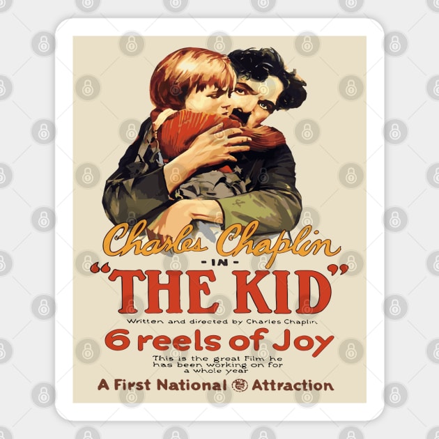 Charlie Chaplin in The Kid - Iconic Silent Film Poster Magnet by TuncGK